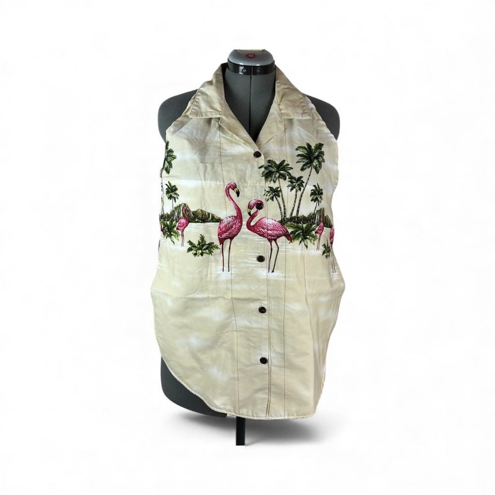 Bib For Adult | Handcrafted Dignity Cover‎  | Flamingo Button-Up  | 19" x 22"